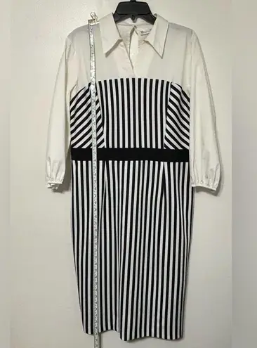 New York & Company 7th Avenue Dark Navy and White Striped Dress Size XL