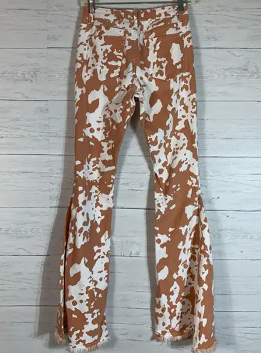 Sunland 17 high rise cowhide flare with frayed hem jeans size Small