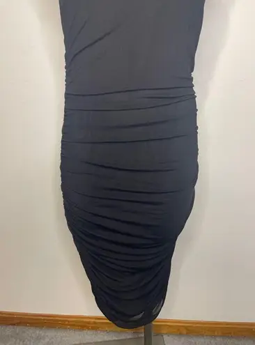 Guess  Women's Size Small Shirred Mesh Bodycon Dress Black Sheer Sleeveless NWT