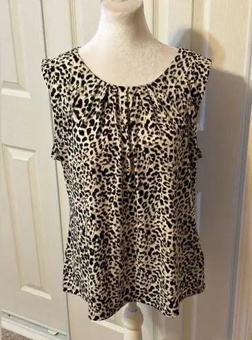 Calvin Klein Animal Print Sleeveless Shale Blouse  Size XL