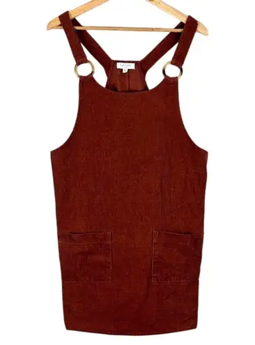 Full Circle Trends Pinafore Dress Womens XL Rust Brown Cotton Cottagecore Farm