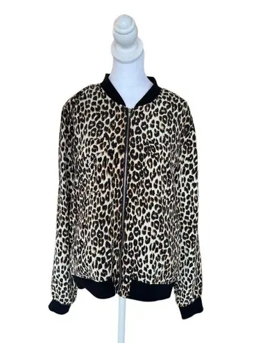 Equipment - Abbot Leopard Print Bomber Jacket Sz L