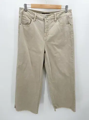 Stitch Star Jeans Women 10 Khaki Tan Denim Wide Leg Cotton Blend Five Pocket