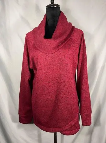 Ideology Women's Cowl Neck Pullover Long Sleeve Red Black Shirt Sweater Sz L