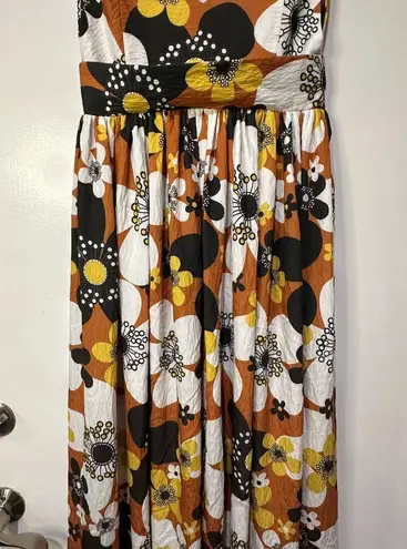 The Bar Dodo Or Jenny Long Midi Dress Flower 7 Brown Print Sz Small NWT Vintage Look