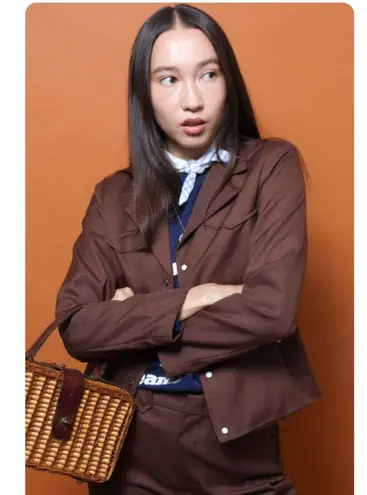 THE GREAT. Western Blazer Size 0 Hickory Brown NEW Pearl Snap Rodeo Jacket