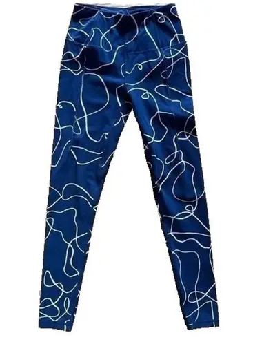 Sweaty Betty  Leggings Women's Size XS Super Soft 7/8‎ Yoga Blue Line Flow Print