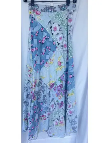 VTG Patchwork Maxi Skirt Women’s Size XS Boho Cottage Prairie Fields Lagenlook