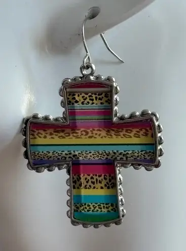 Charter Club Multicolor Cross Earrings NEW 1.5” Red