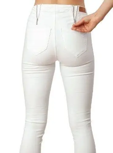 Cenia Convi Skinny Jeans-Size 14-White-Zippered Gusset-Body Shaping-Coastal