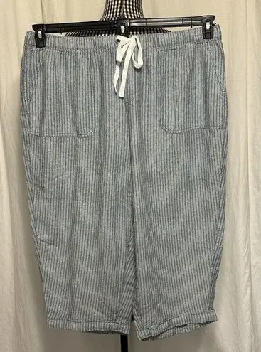 Lane Bryant  Pants Womens 22/24 Linen Blend Wide Leg Mid-Rise Stripe Pull On NEW!