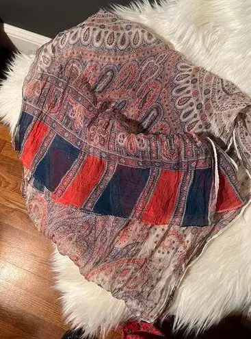 Boho Chic Paisley Print Scarf Red