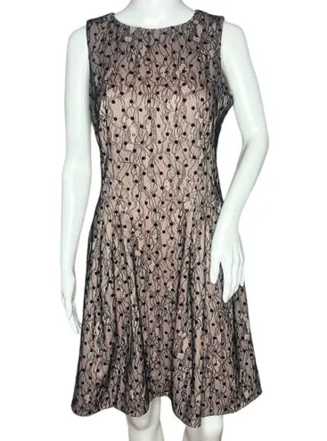 Jason Wu JW Dress Womens Small Pink Black Lace Overlay Fit & Flare Preppy