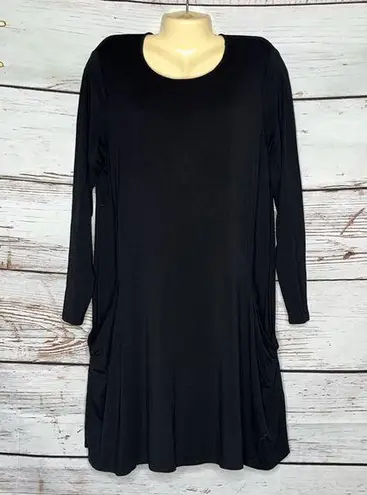 Betabrand NWT Size L Classic Black Silk Blend Travel Dress w/ Pockets