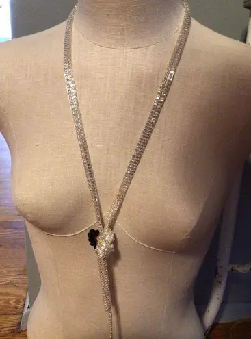 NWT SILVER & GOLD Black Bead Accent Necklace Long Classy Necklace