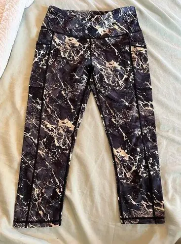 Constantly Varied Gear Leggings Women's sz S Gold Marble Squats Approved EUC Blue