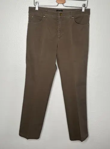 Escada Womens Brown Pleated Straight Leg Pants Size 40 (US 8