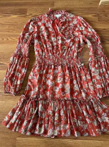 Alexis  orange Rosewell Tiered High-Neck Floral Cocktail Dress size M