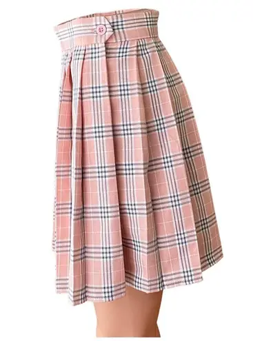HUG SUNSHINE Pink & Black Plaid Pleated Tennis Mini Skirt ~ Women's Size SMALL