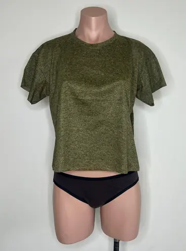 Comfy And Ready Crop Tee In Heathered Olive Size Medium