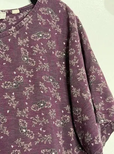 Fat Face UK Purple Floral Short Sleeve Shift Dress Size 12 Boho Pockets