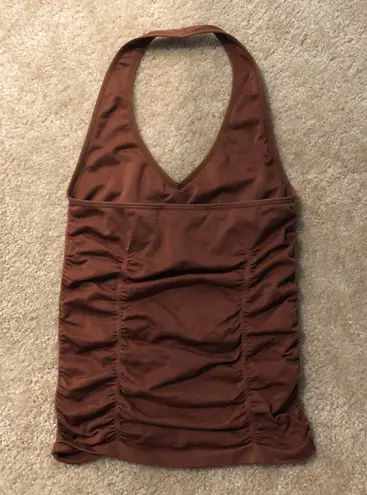 BCBGMAXAZRIA Brown Ruched Halter Top