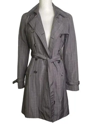 Banana Republic  plaid raincoat trench Small women Jacket belted double breasted