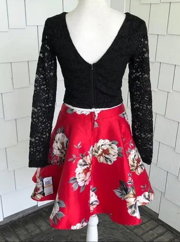 City Studio Women's Black/Red Top/Skirt Two Piece Mix & Match Set sz Jr's 3