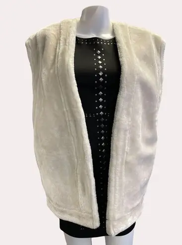 We Wore What Women's reversible Vest Cream Matte Leather Faux Fur Size L SKU 6038
