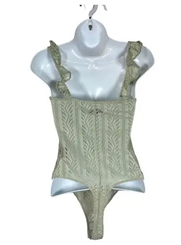 Out From Under  Urban Outfitters Green Mesh Lace Cut Out Bodysuit Size Small NEW