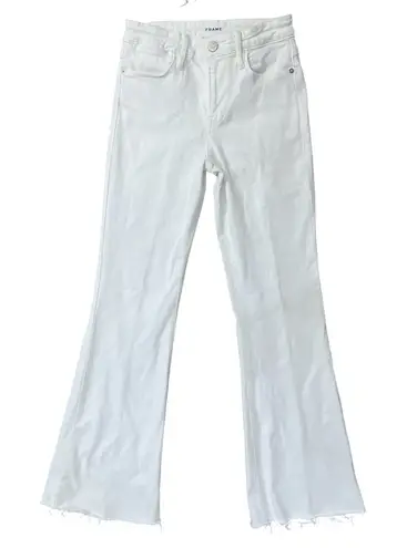 frame denim Frame Le Easy Flare High Rise White Denim Jeans Size 25 Euro Nautical Old Money
