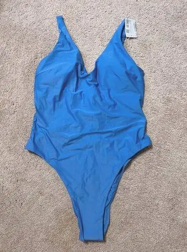 Lululemon  Waterside V-Neck Skimpy-Fit One-Piece Swimsuit Soft Denim Size 12 NWT