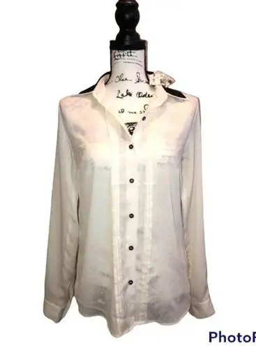 The Limited  Blouse Top Sheer Off White black XS workwear Business Office