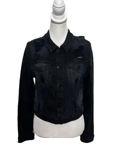 Cotton Citizen Distressed Denim Jacket Washed Black Jean Cropped Women’s Size S