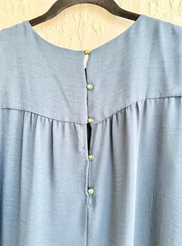 ZARA  Basic Long Puff Sleeve Pullover Tunic Top Blouse Blue Women's Size Large