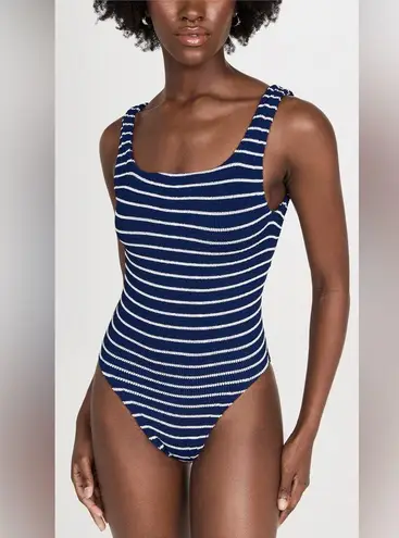 Hunza G Square Neck striped Swim One Piece, BRAND NEW, $255 Blue Size undefined