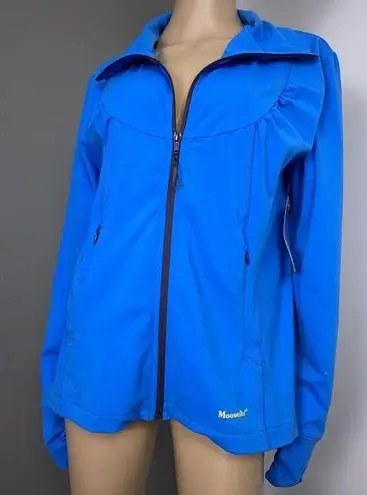 New Moosejaw Women's Large Yoga Jacket Lightweight Bright Blue Logo Zip Coat