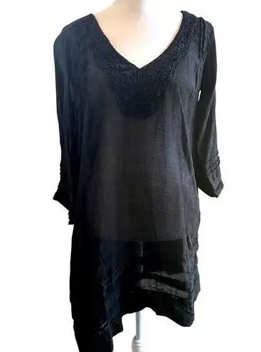 Pia Rossini NWT St Lucia Kaftan Large Black Lace Swim Beach Cover Up Dress