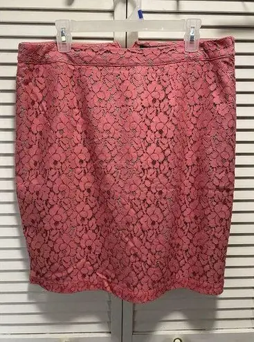 Apt. 9  Coral Pink Lace Pencil Lined Slit Zip Back Skirt Size 14