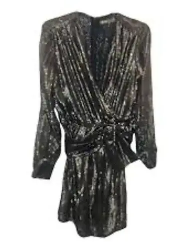 Simona Corsellini NWT Gold Striped Silk Knee Length Dress Size EU 44/US 8