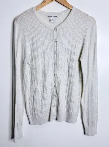 NWT Allison + Zoe Long Sleeves Cardigan Light Heather Gray Size L Stretch Size L
