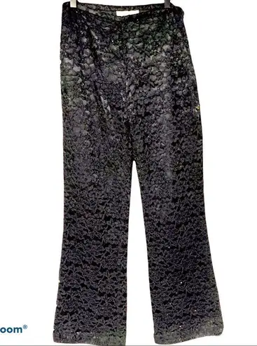 Petite Sophisticate Vintage Black Lace Flare Lined Trousers Si Fabulous