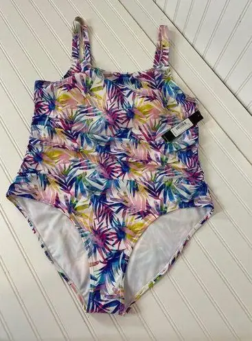 Catherine Malandrino NWT Womens Leaves Ruched 1-PC Swimsuit Plus Size 2X