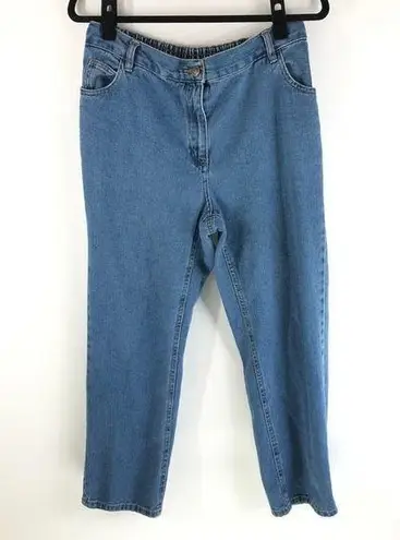 Woman Within Jeans Tapered Leg Elastic Back High Waist Medium Wash 12WP