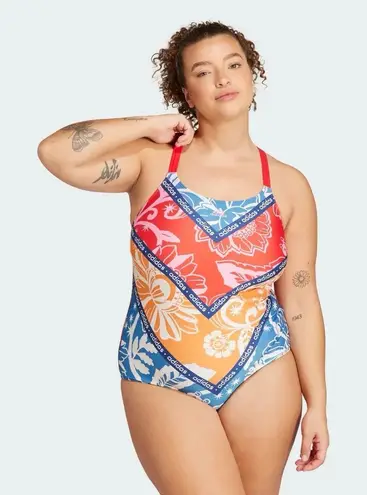 Farm Rio Adidas x Red Blue Floral One-Piece Swimsuit Plus Size 4X NWT Athletic
