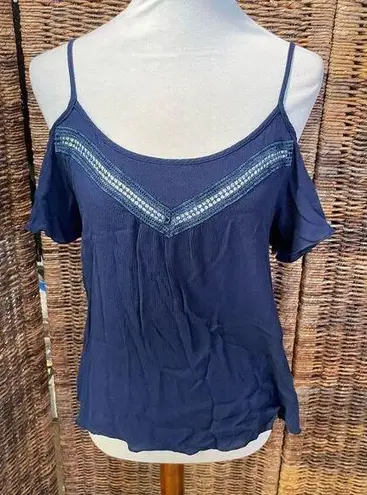 Papaya  Blue Slotted Shoulder Blouse L