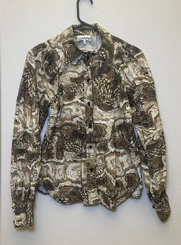 Ganni Tigers Eye buttoned blouse 36