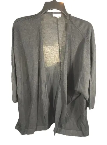 J. Jill Women's 3X Plus Black Open Front Cardigan Linen Blend Lightweight Elbow Size undefined