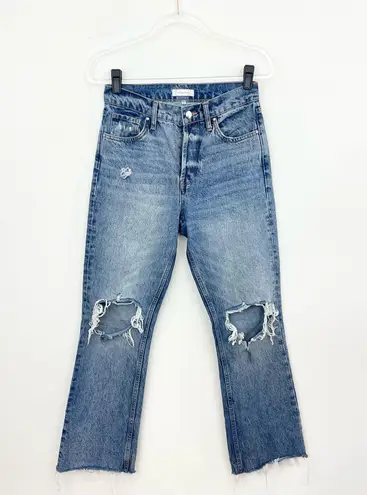 ANINE BING Lara Ripped Frayed Hem Kick Flare Jeans