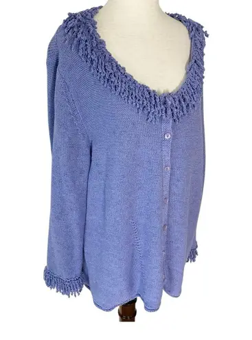Coldwater Creek Fringe Trim Cardigan